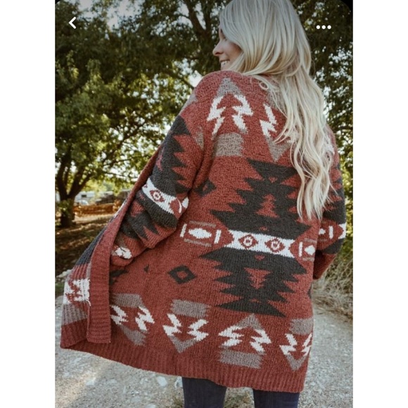 Last 1 S New Oversized Super Soft Cozy Aztec Southwest Bohemian Sweater Cardigan - Picture 5 of 9